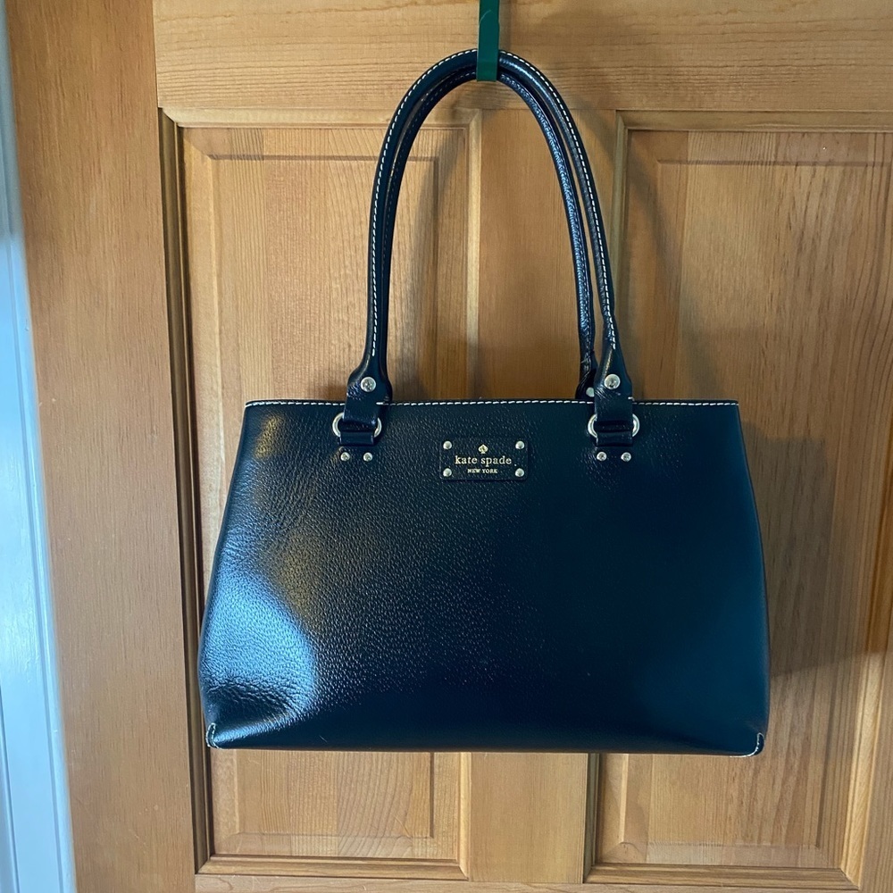 KATE SPADE Black Pebbled Leather Wellesley Fallon Tote Bag Vintage